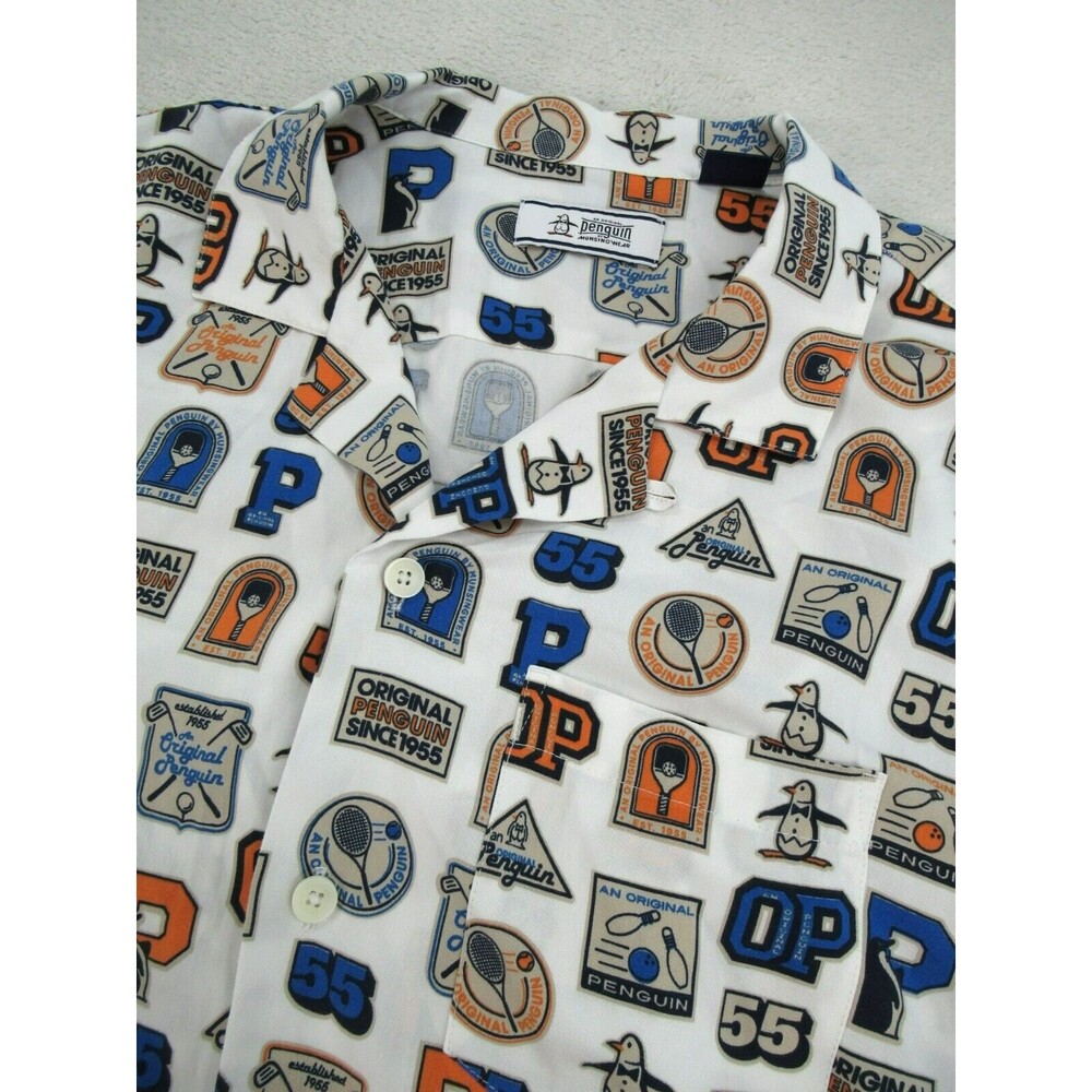 2pcs Penguin Munsingwear Men's Medium Shirt Sports Print Tennis Pickleball White